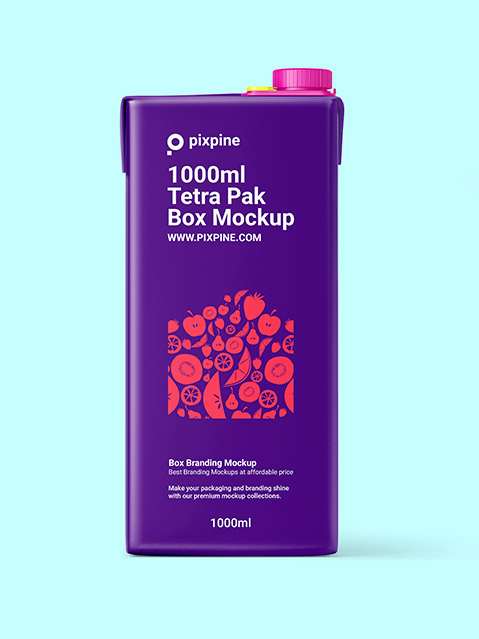 1000ml Tetra Pak Brik Box Mockup - Front View - Pixpine.com