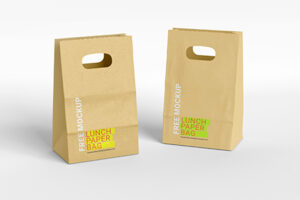 Free Lunch Kraft Paper Bag Mockup