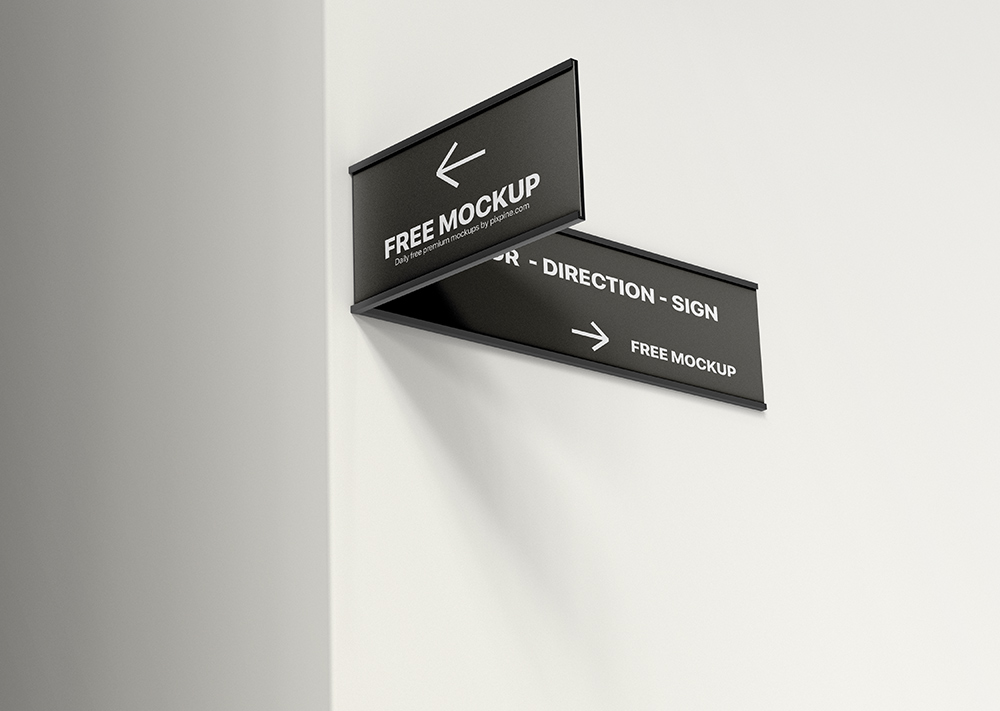 Free Indoor Direction Sign Mockup - Pixpine.com