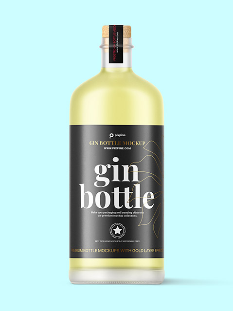 Frosted Gin Glass Bottle Mockup - Premium Mockups - Pixpine