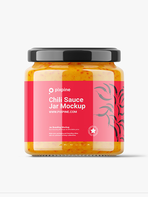 Sweet Chili Sauce Glass Jar Mockup - Premium Mockup PSD