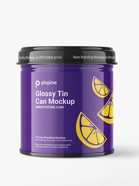 Glossy Tin Can Mockup - Premium PSD Mockups - Pixpine.com