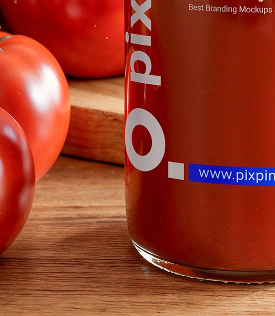 Tomato Ketchup Clear Glass Bottle Mockup - Pixpine.com